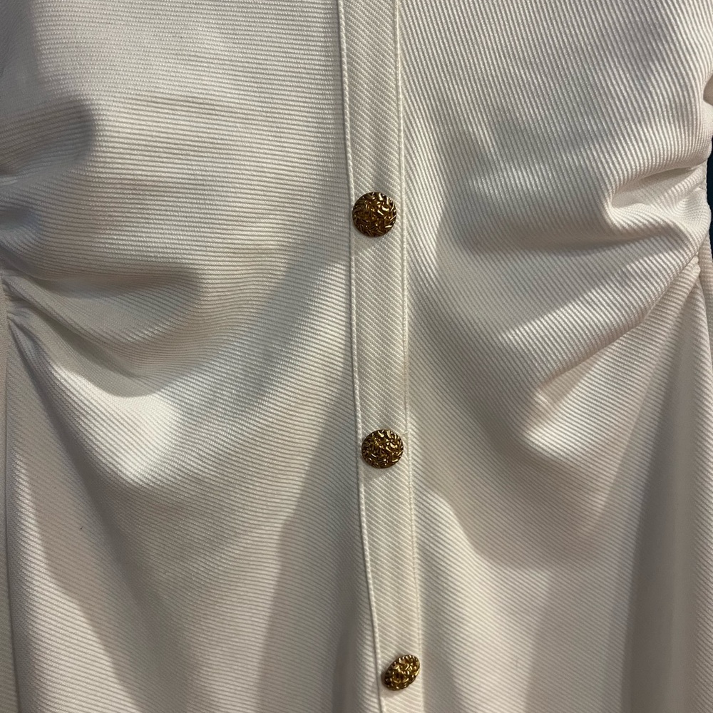 Zara Cream Button-Front Midi Dress - Picture 3 of 4